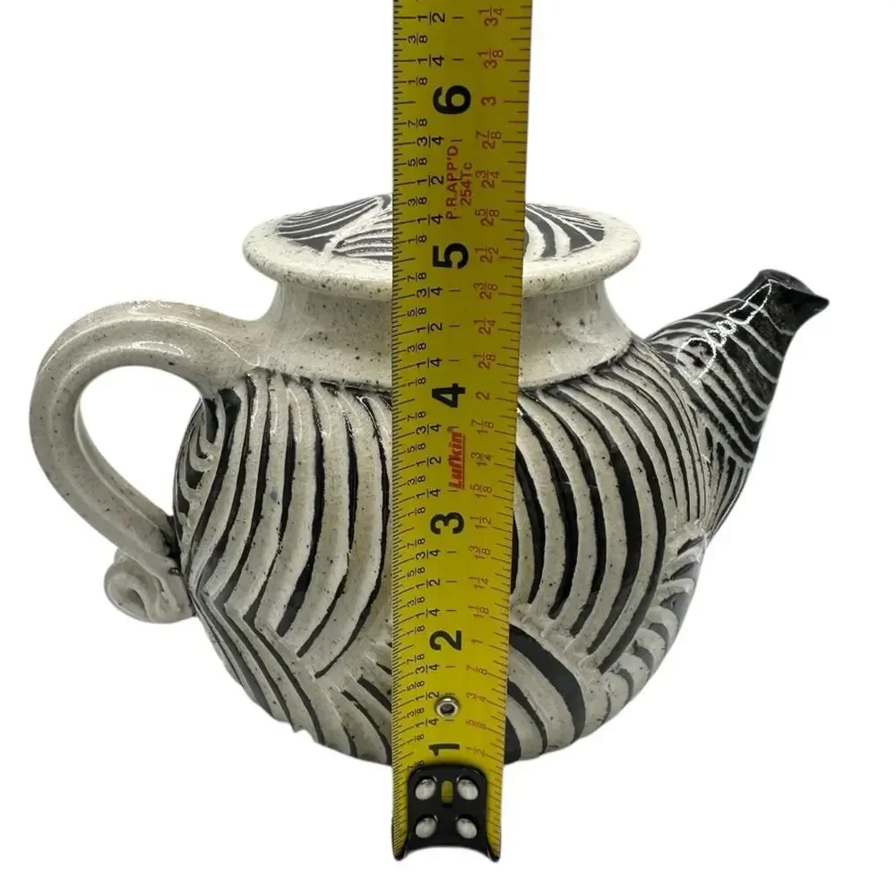 Handmade Artistic Stoneware Teapot Textured Artist Signed